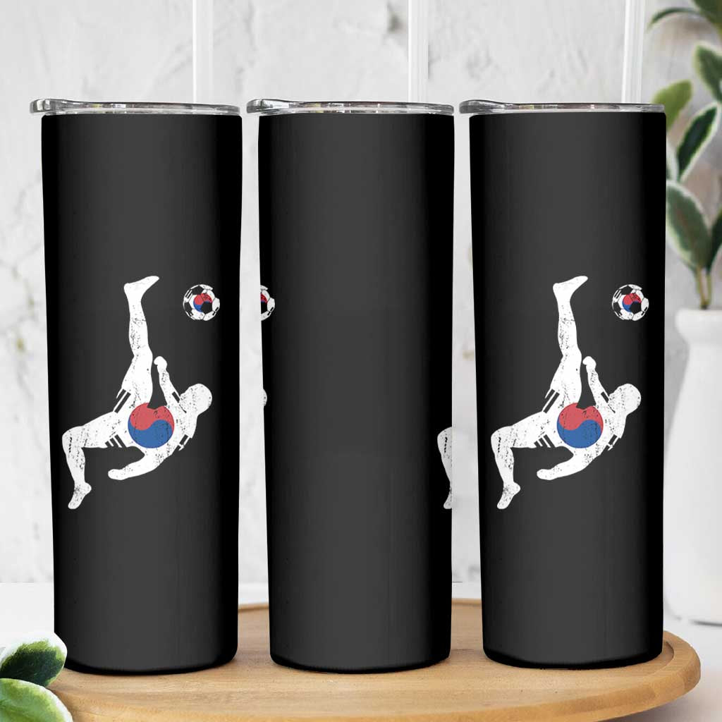 South Korea Soccer Skinny Tumbler Bicycle Kick Silhouette Korean Flag