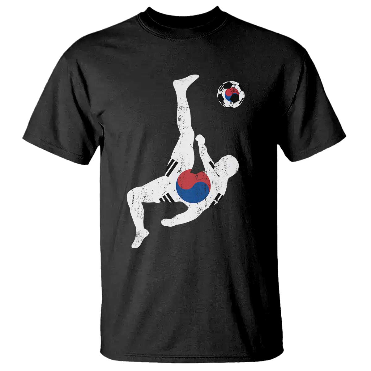 South Korea Soccer T Shirt Bicycle Kick Silhouette Korean Flag