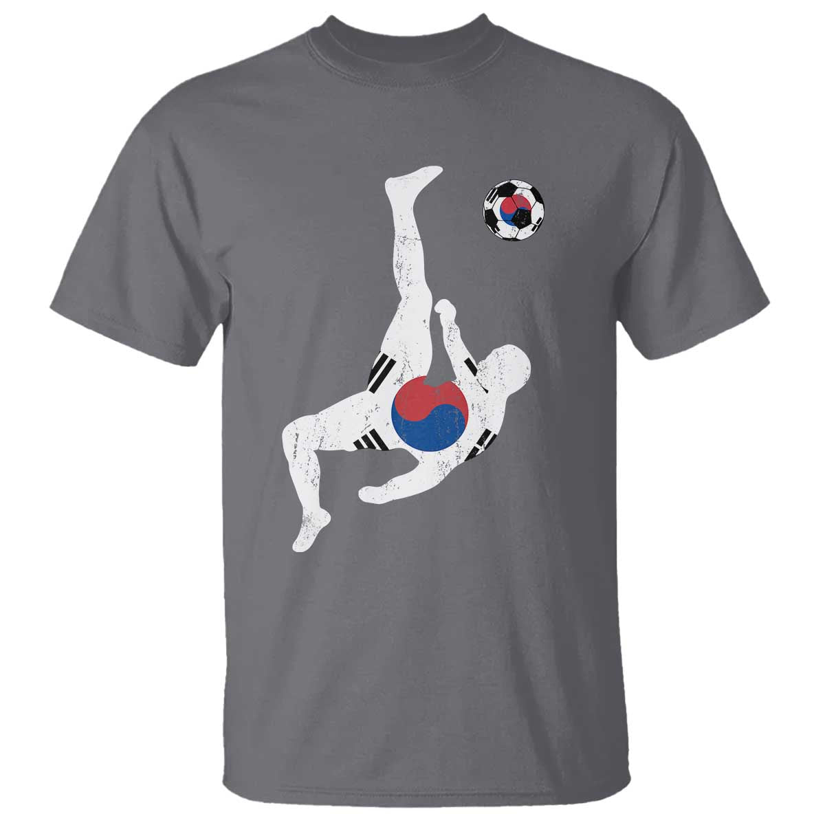 South Korea Soccer T Shirt Bicycle Kick Silhouette Korean Flag