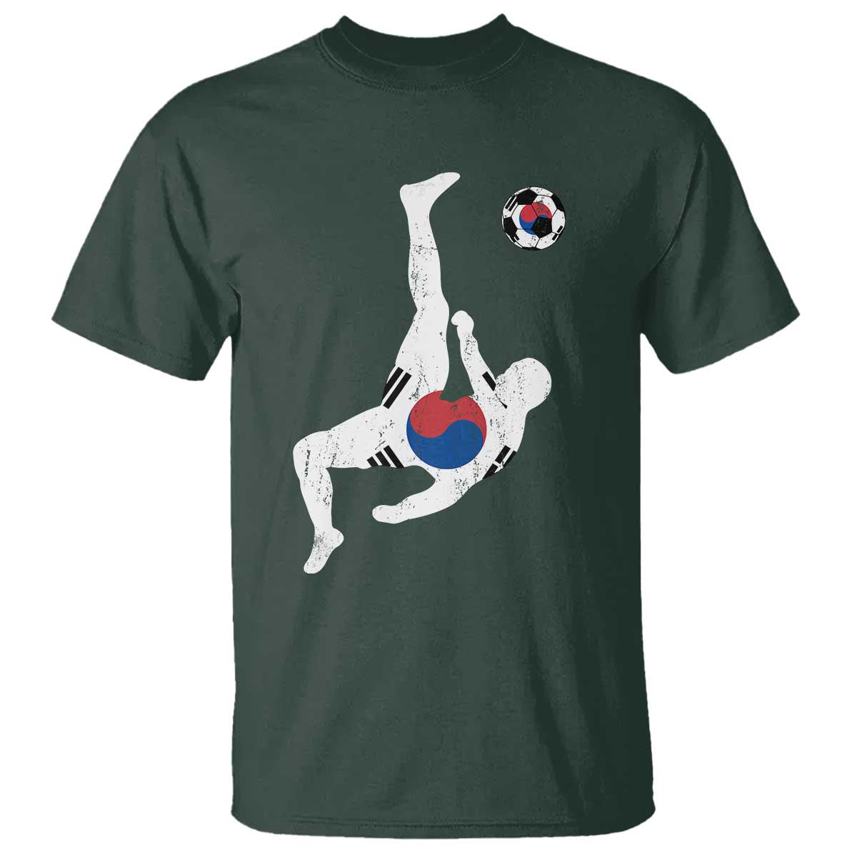 South Korea Soccer T Shirt Bicycle Kick Silhouette Korean Flag