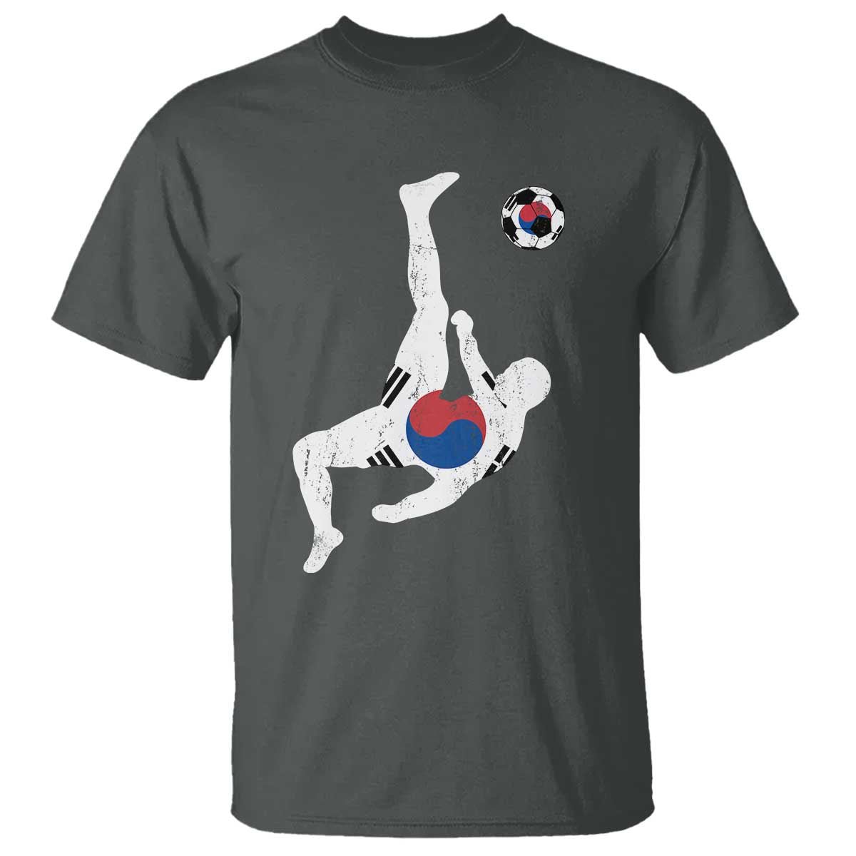 South Korea Soccer T Shirt Bicycle Kick Silhouette Korean Flag