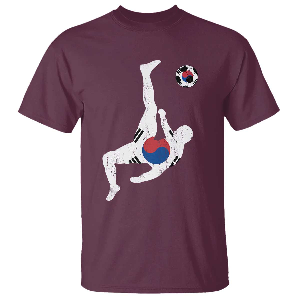 South Korea Soccer T Shirt Bicycle Kick Silhouette Korean Flag
