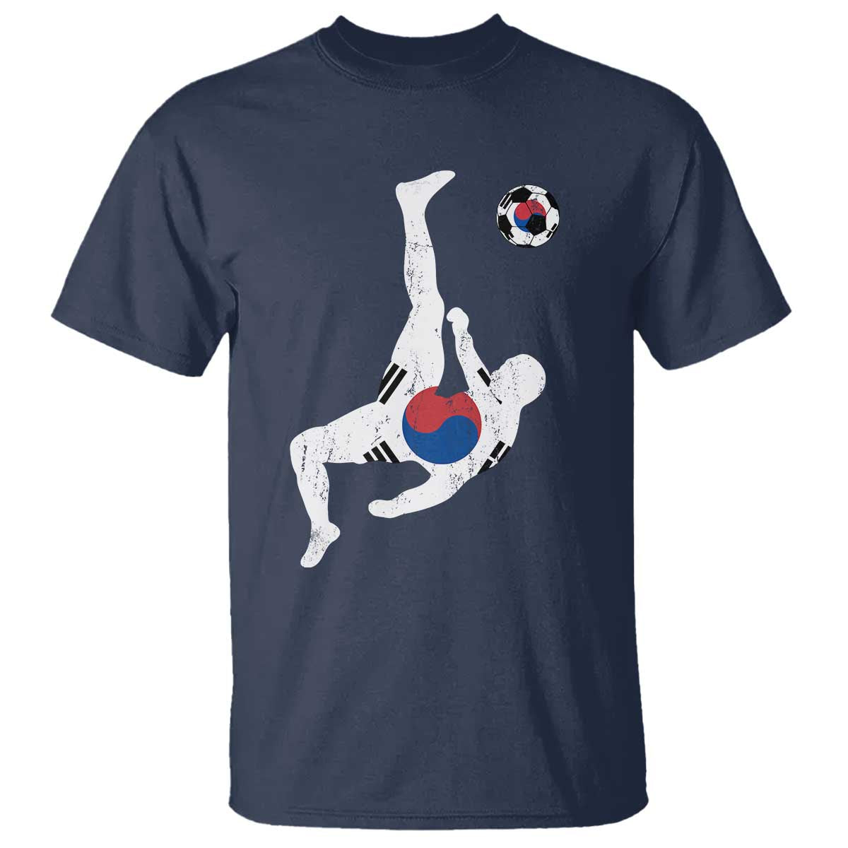 South Korea Soccer T Shirt Bicycle Kick Silhouette Korean Flag