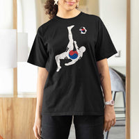 South Korea Soccer T Shirt For Women Bicycle Kick Silhouette Korean Flag