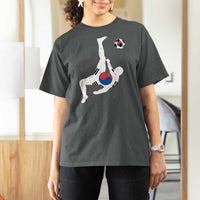 South Korea Soccer T Shirt For Women Bicycle Kick Silhouette Korean Flag