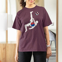 South Korea Soccer T Shirt For Women Bicycle Kick Silhouette Korean Flag