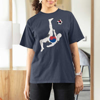 South Korea Soccer T Shirt For Women Bicycle Kick Silhouette Korean Flag