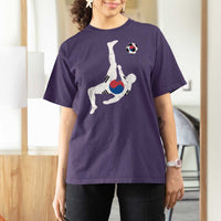 South Korea Soccer T Shirt For Women Bicycle Kick Silhouette Korean Flag