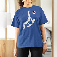 South Korea Soccer T Shirt For Women Bicycle Kick Silhouette Korean Flag