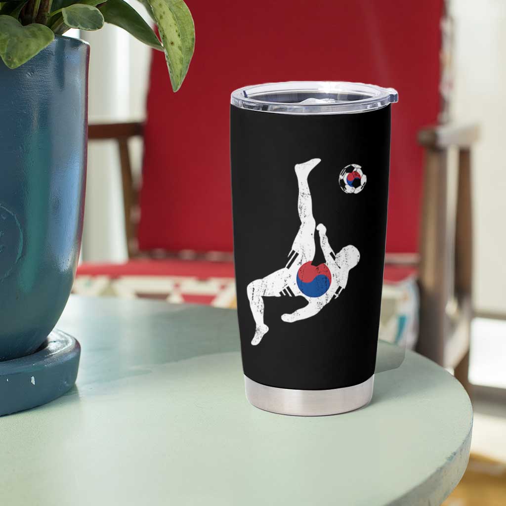 South Korea Soccer Tumbler Cup Bicycle Kick Silhouette Korean Flag