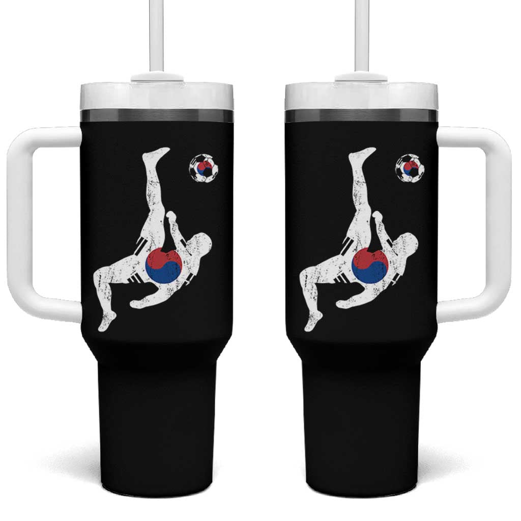 South Korea Soccer Tumbler With Handle Bicycle Kick Silhouette Korean Flag