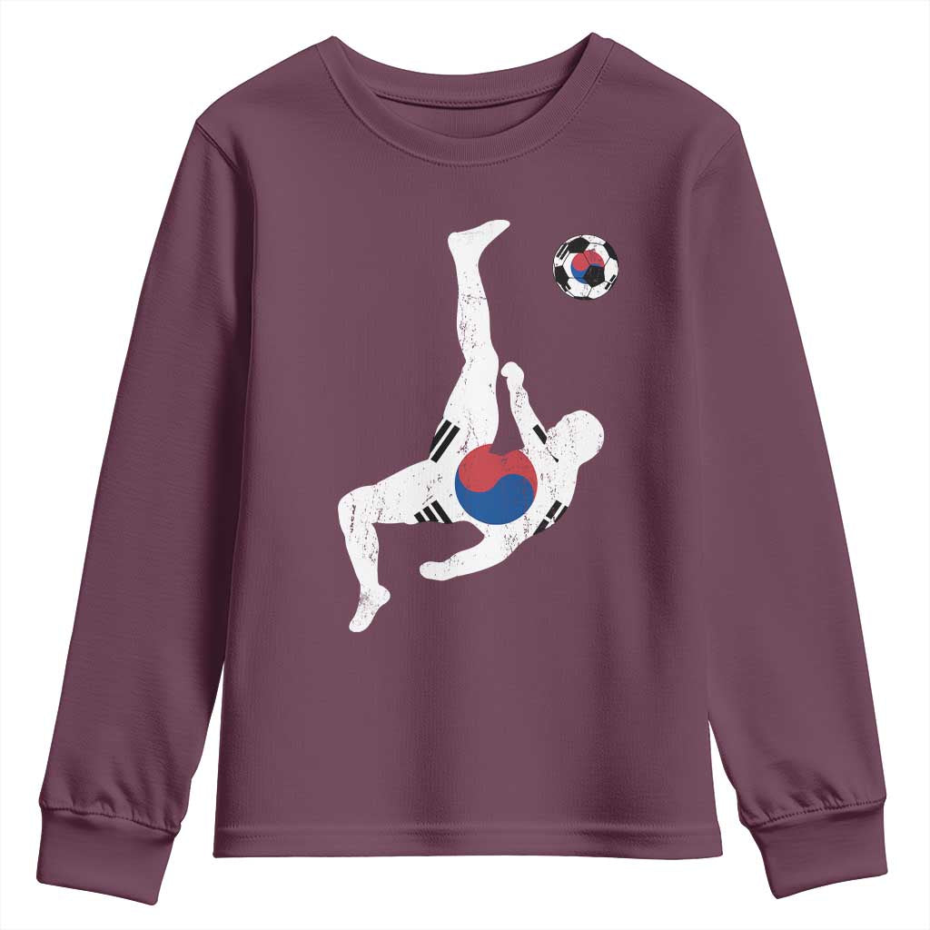 South Korea Soccer Youth Sweatshirt Bicycle Kick Silhouette Korean Flag