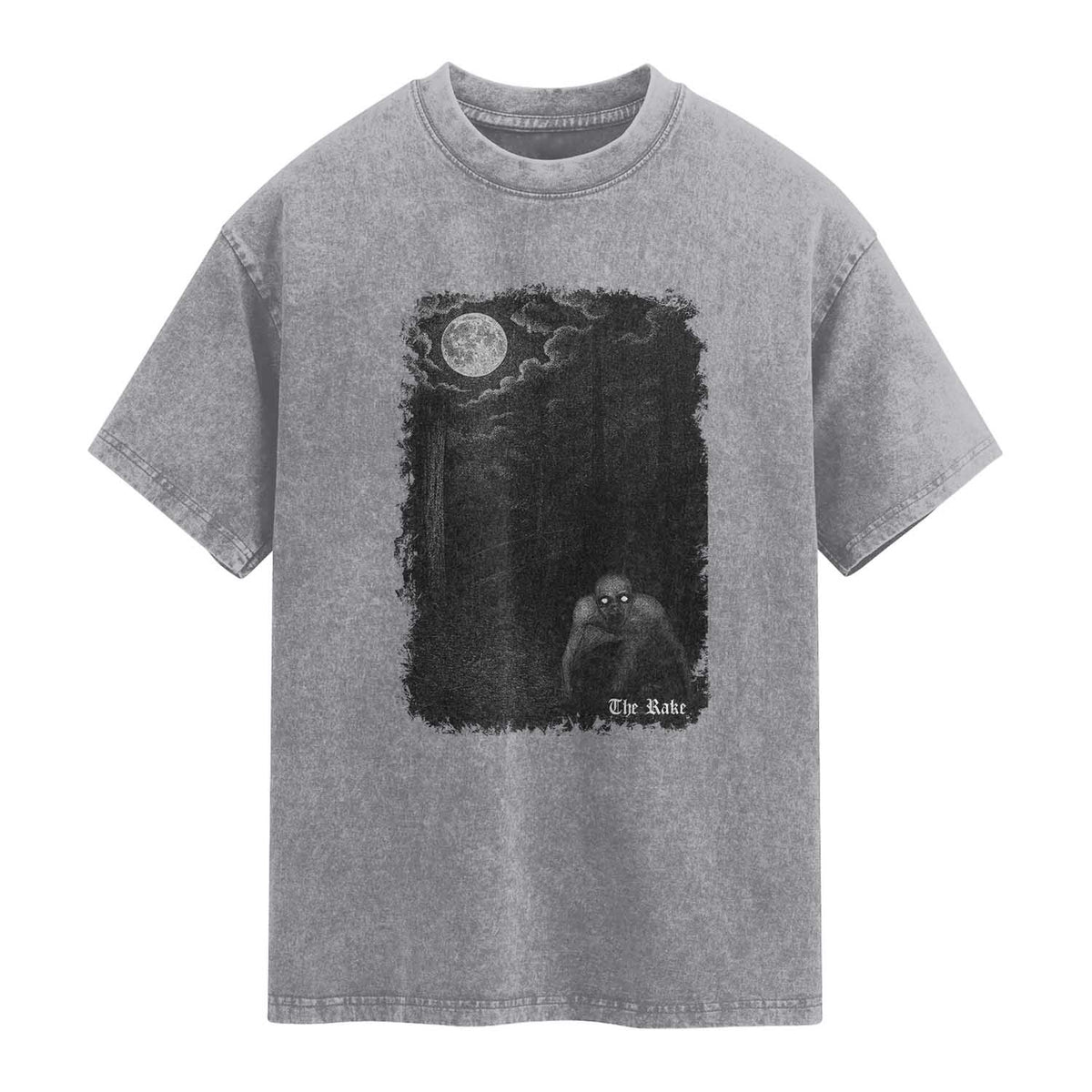 Rake Creepypasta Washed Cotton T-Shirt Cryptid Series Cryptozoology Gift Creepy Horror Halloween