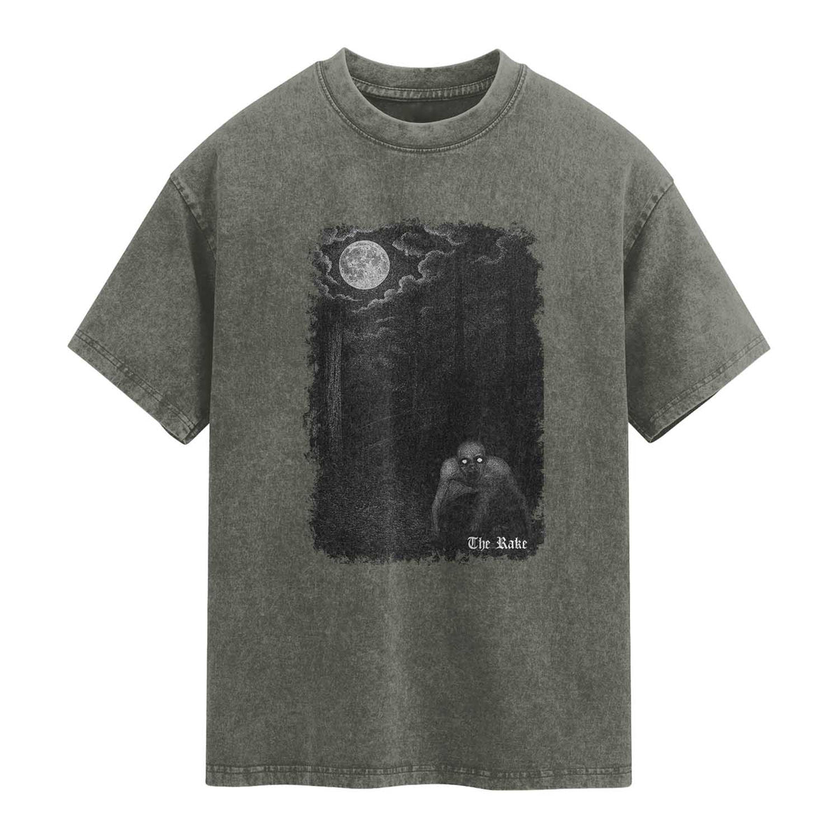 Rake Creepypasta Washed Cotton T-Shirt Cryptid Series Cryptozoology Gift Creepy Horror Halloween