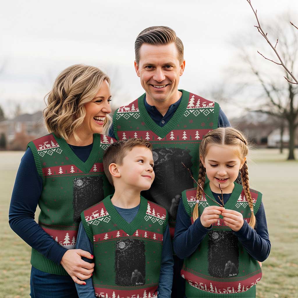 Rake Creepypasta V-Neck Knit Sweater Vest Cryptid Series Cryptozoology Gift Creepy Horror Halloween - Wonder Print Shop