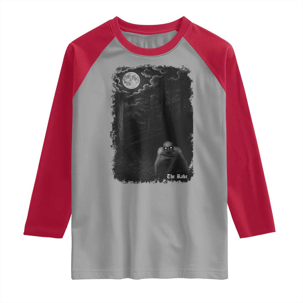 Rake Creepypasta Raglan Shirt Cryptid Series Cryptozoology Gift Creepy Horror Halloween - Wonder Print Shop