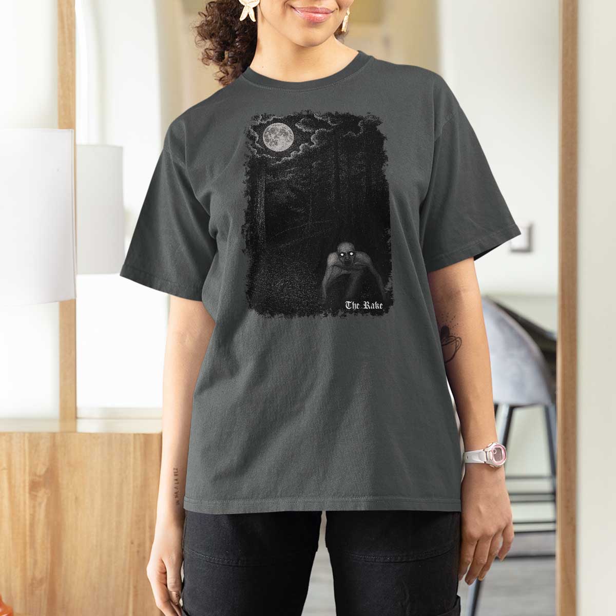Rake Creepypasta T Shirt For Women Cryptid Series Cryptozoology Gift Creepy Horror Halloween - Wonder Print Shop