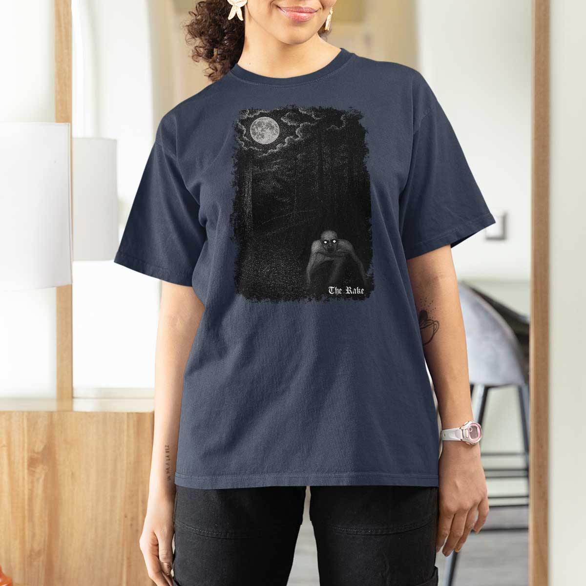 Rake Creepypasta T Shirt For Women Cryptid Series Cryptozoology Gift Creepy Horror Halloween - Wonder Print Shop