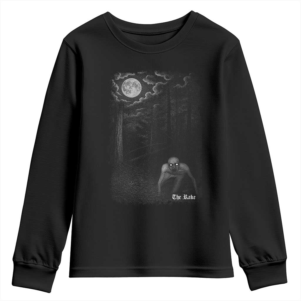 Rake Creepypasta Youth Sweatshirt Cryptid Series Cryptozoology Gift Creepy Horror Halloween - Wonder Print Shop