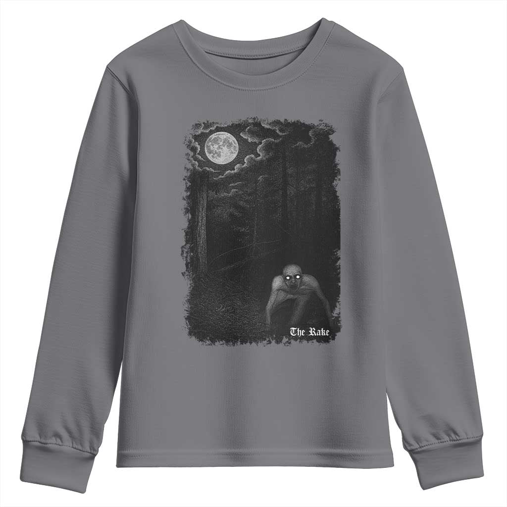Rake Creepypasta Youth Sweatshirt Cryptid Series Cryptozoology Gift Creepy Horror Halloween - Wonder Print Shop