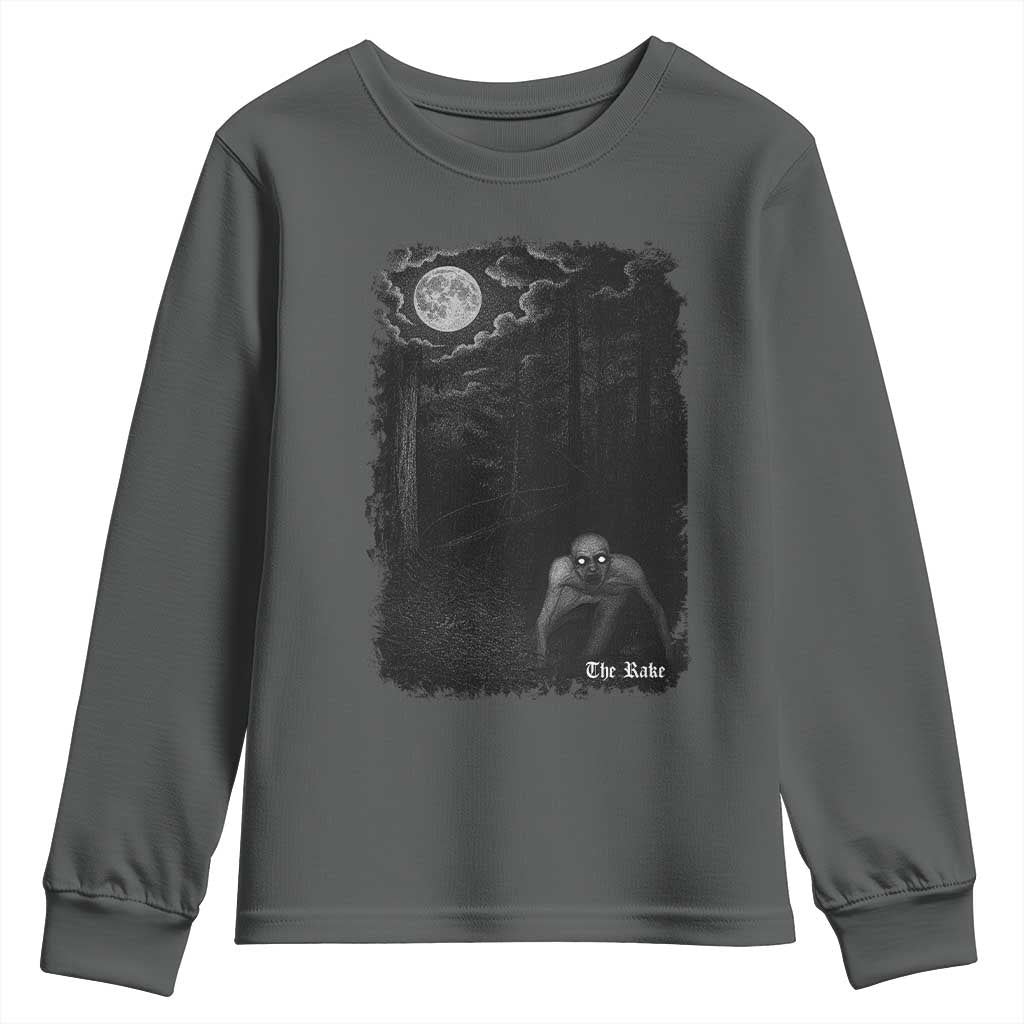 Rake Creepypasta Youth Sweatshirt Cryptid Series Cryptozoology Gift Creepy Horror Halloween - Wonder Print Shop