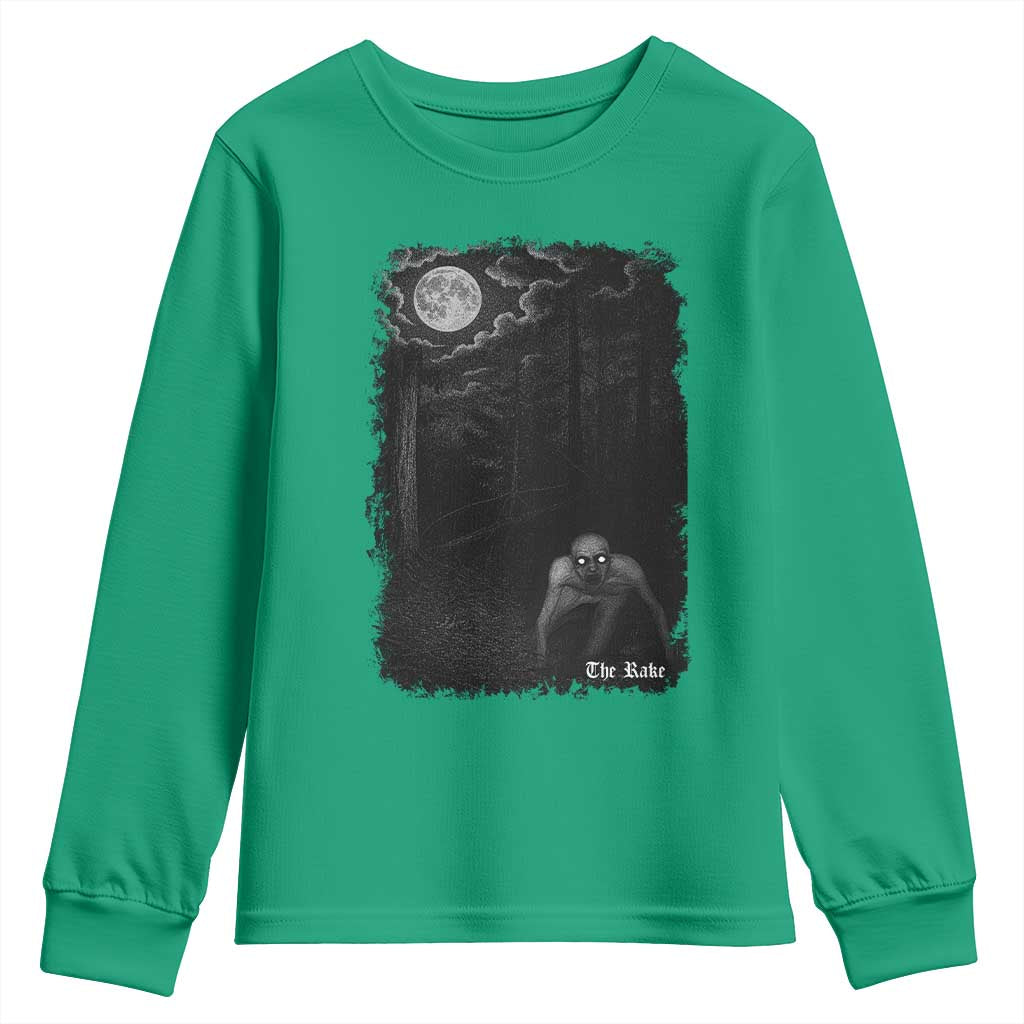 Rake Creepypasta Youth Sweatshirt Cryptid Series Cryptozoology Gift Creepy Horror Halloween - Wonder Print Shop