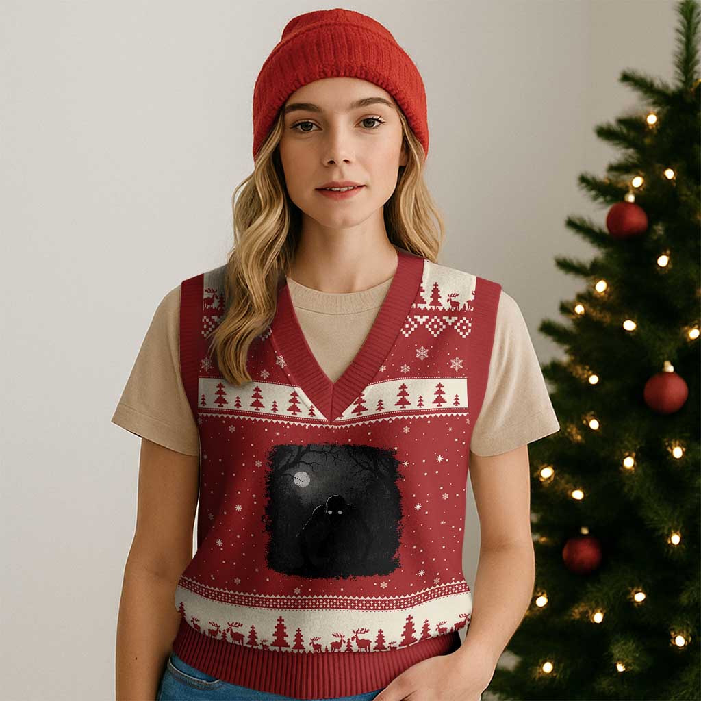 Rake Creepypasta V-Neck Knit Sweater Vest Creepy Cryptid Series Cryptozoology Gift Halloween - Wonder Print Shop