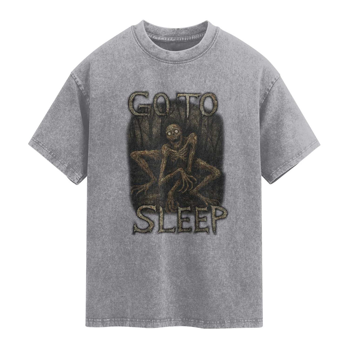 Rake Creepypasta Washed Cotton T-Shirt Creepy Cryptid Series Alt Goth Grunge Horror Aesthetic
