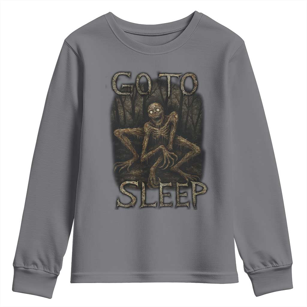 Rake Creepypasta Youth Sweatshirt Creepy Cryptid Series Alt Goth Grunge Horror Aesthetic - Wonder Print Shop