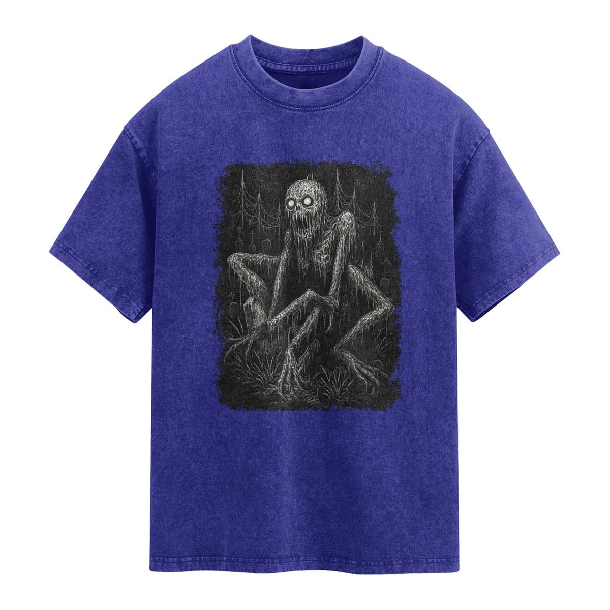 Creepy Rake Washed Cotton T-Shirt Creepypasta Cryptid Series Alt Goth Grunge Horror Aesthetic