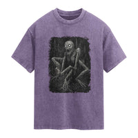 Creepy Rake Washed Cotton T-Shirt Creepypasta Cryptid Series Alt Goth Grunge Horror Aesthetic