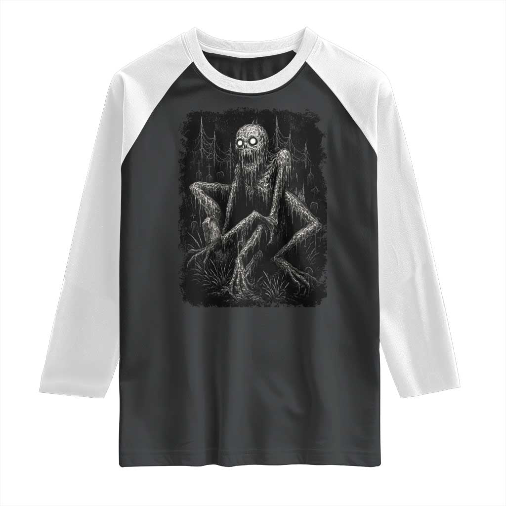 Creepy Rake Raglan Shirt Creepypasta Cryptid Series Alt Goth Grunge Horror Aesthetic - Wonder Print Shop