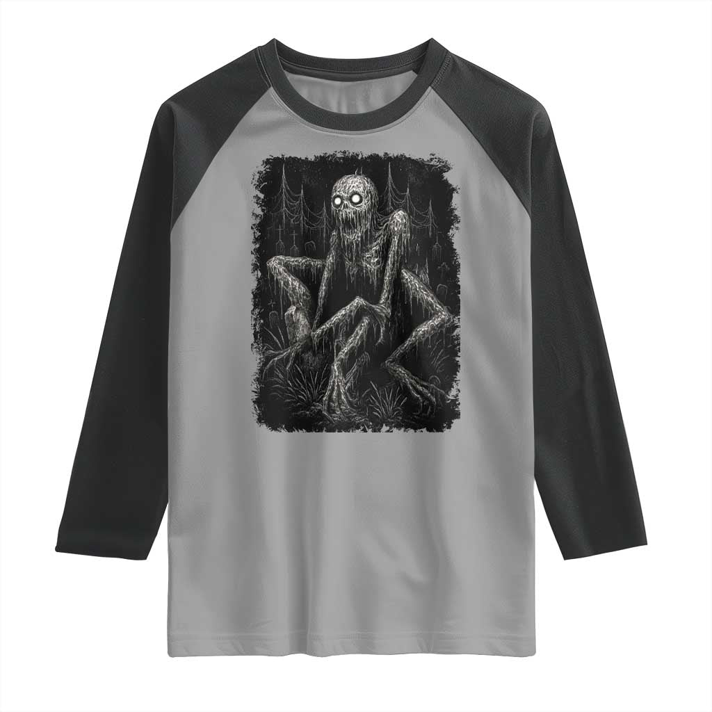 Creepy Rake Raglan Shirt Creepypasta Cryptid Series Alt Goth Grunge Horror Aesthetic - Wonder Print Shop