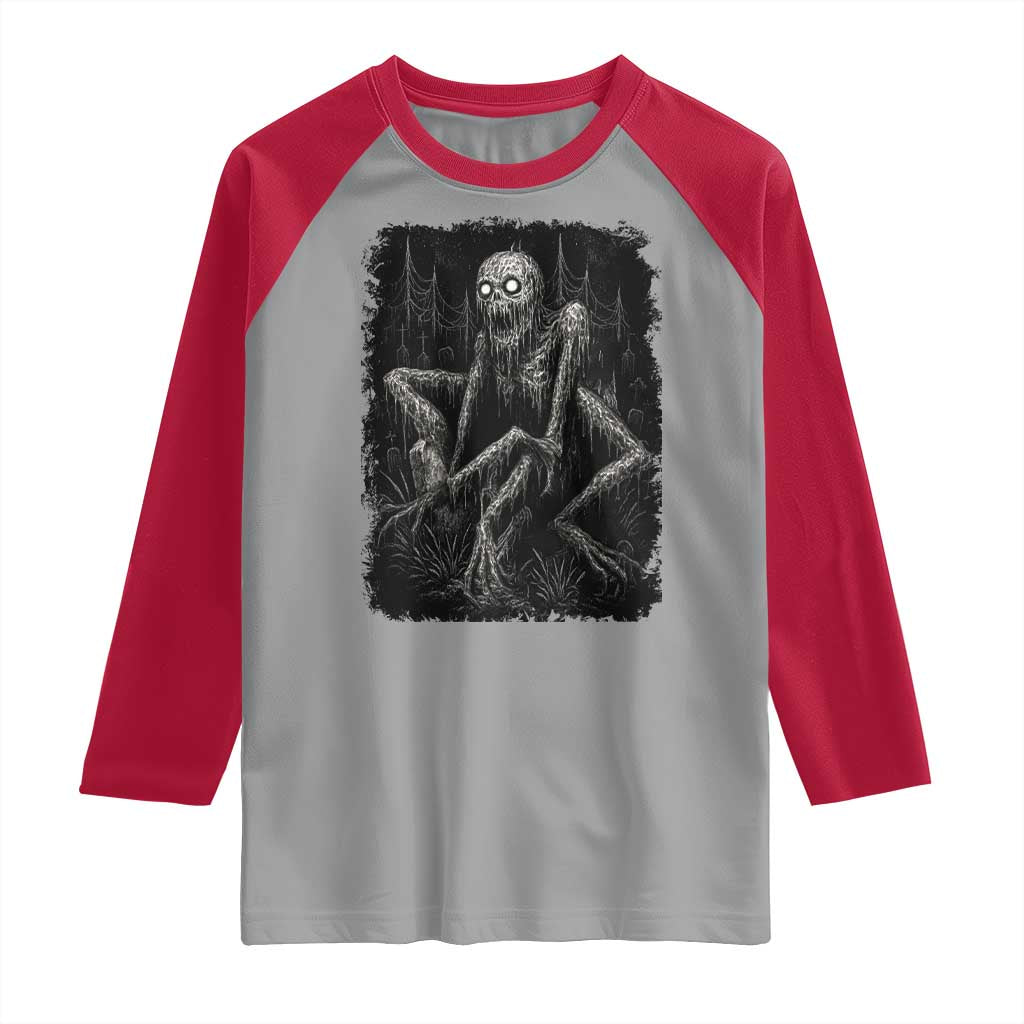 Creepy Rake Raglan Shirt Creepypasta Cryptid Series Alt Goth Grunge Horror Aesthetic - Wonder Print Shop