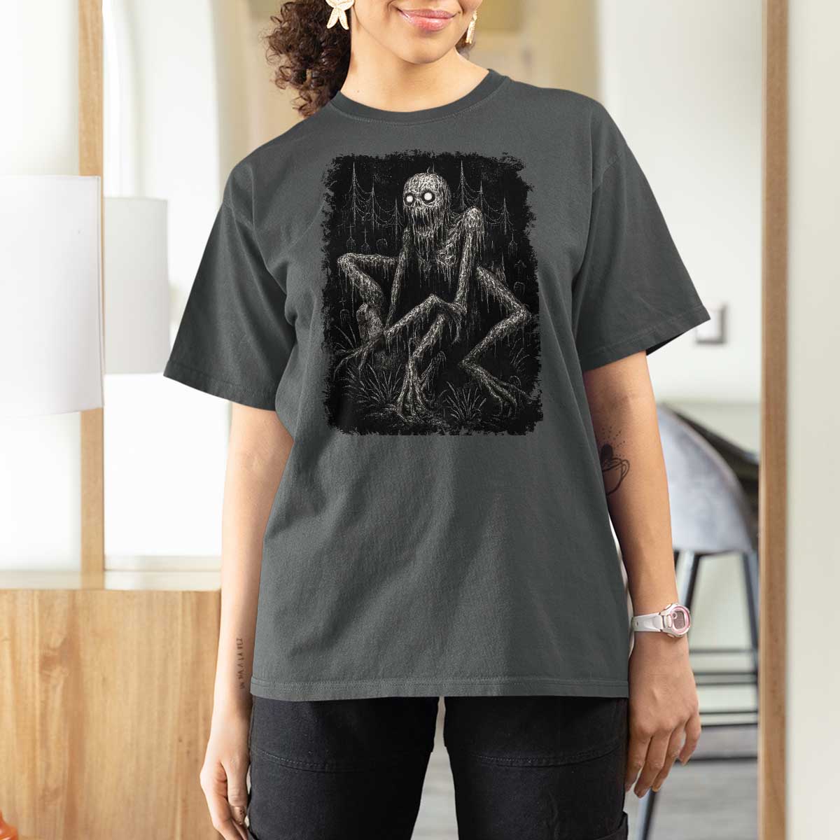 Creepy Rake T Shirt For Women Creepypasta Cryptid Series Alt Goth Grunge Horror Aesthetic - Wonder Print Shop