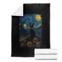 Creepy Cute Bunny Rabbits Throw Blanket Alt Goth Grunge Dark Horror Starry Night Van Gogh Aesthetic