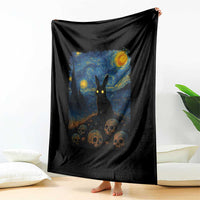 Creepy Cute Bunny Rabbits Throw Blanket Alt Goth Grunge Dark Horror Starry Night Van Gogh Aesthetic