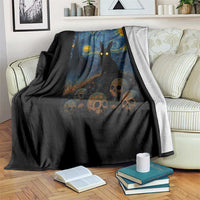 Creepy Cute Bunny Rabbits Throw Blanket Alt Goth Grunge Dark Horror Starry Night Van Gogh Aesthetic
