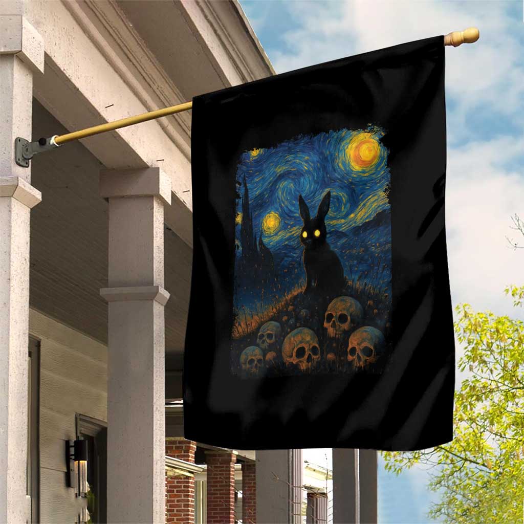 Creepy Cute Bunny Rabbits Garden Flag Alt Goth Grunge Dark Horror Starry Night Van Gogh Aesthetic