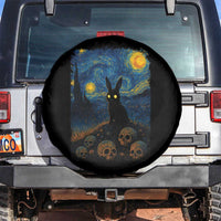 Creepy Cute Bunny Rabbits Spare Tire Cover Alt Goth Grunge Dark Horror Starry Night Van Gogh Aesthetic