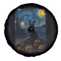 Creepy Cute Bunny Rabbits Spare Tire Cover Alt Goth Grunge Dark Horror Starry Night Van Gogh Aesthetic
