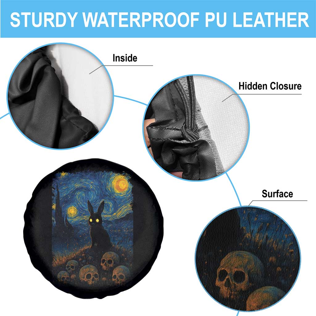Creepy Cute Bunny Rabbits Spare Tire Cover Alt Goth Grunge Dark Horror Starry Night Van Gogh Aesthetic