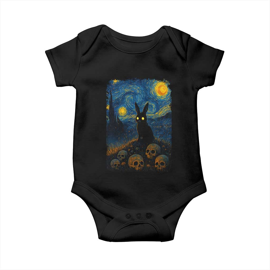 Creepy Cute Bunny Rabbits Baby Onesie Alt Goth Grunge Dark Horror Starry Night Van Gogh Aesthetic
