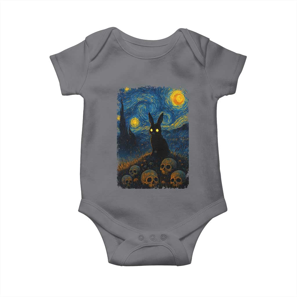 Creepy Cute Bunny Rabbits Baby Onesie Alt Goth Grunge Dark Horror Starry Night Van Gogh Aesthetic