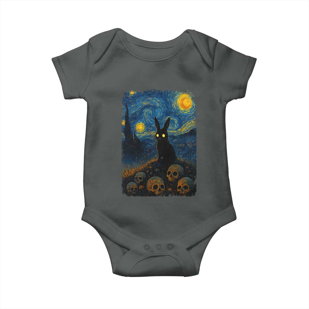Creepy Cute Bunny Rabbits Baby Onesie Alt Goth Grunge Dark Horror Starry Night Van Gogh Aesthetic
