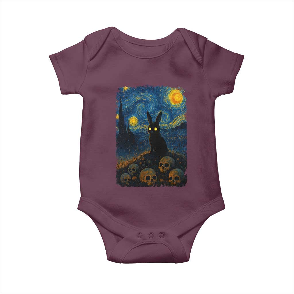 Creepy Cute Bunny Rabbits Baby Onesie Alt Goth Grunge Dark Horror Starry Night Van Gogh Aesthetic