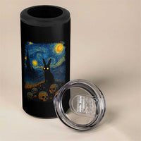 Creepy Cute Bunny Rabbits 4 in 1 Can Cooler Tumbler Alt Goth Grunge Dark Horror Starry Night Van Gogh Aesthetic