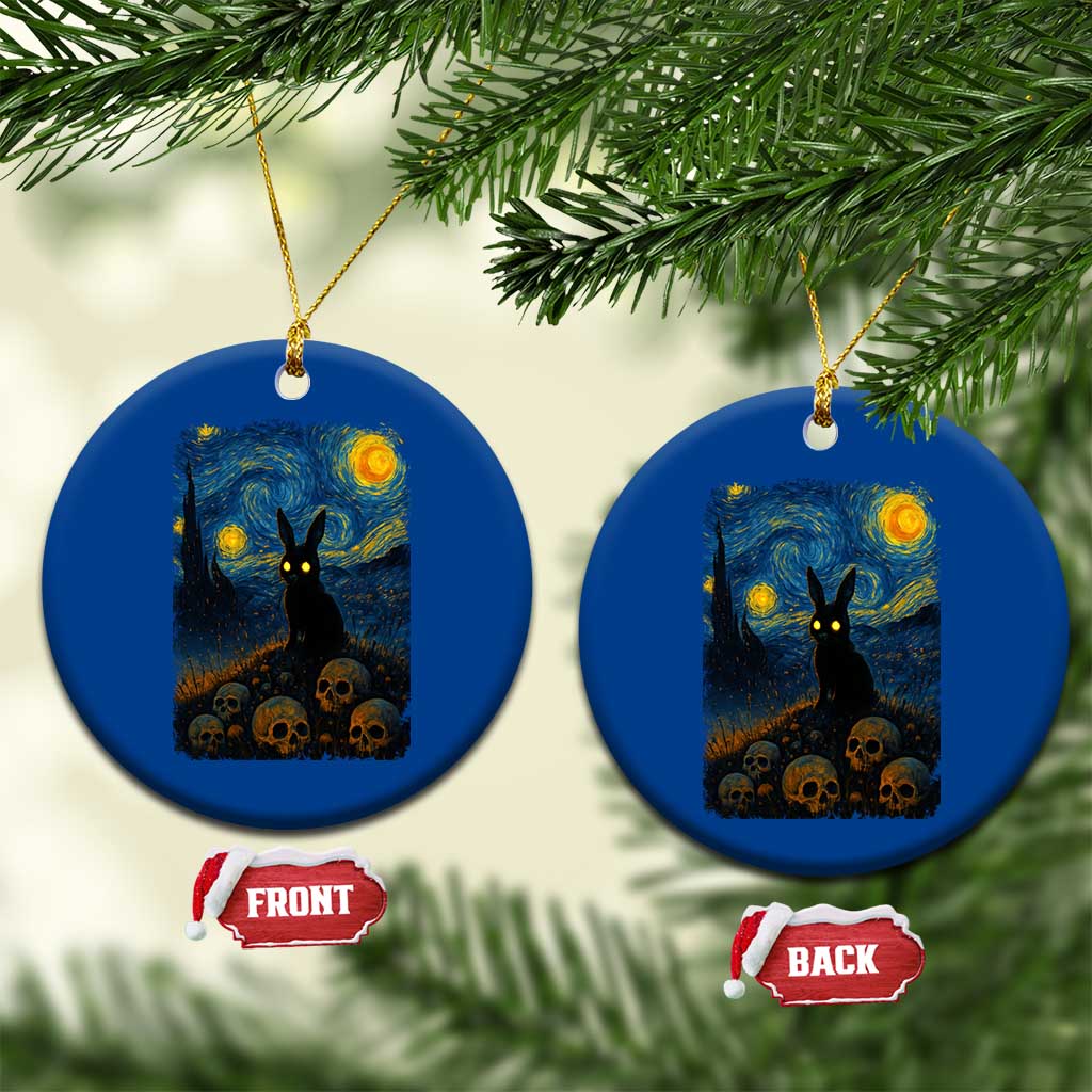 Creepy Cute Bunny Rabbits Ceramic Ornament Alt Goth Grunge Dark Horror Starry Night Van Gogh Aesthetic