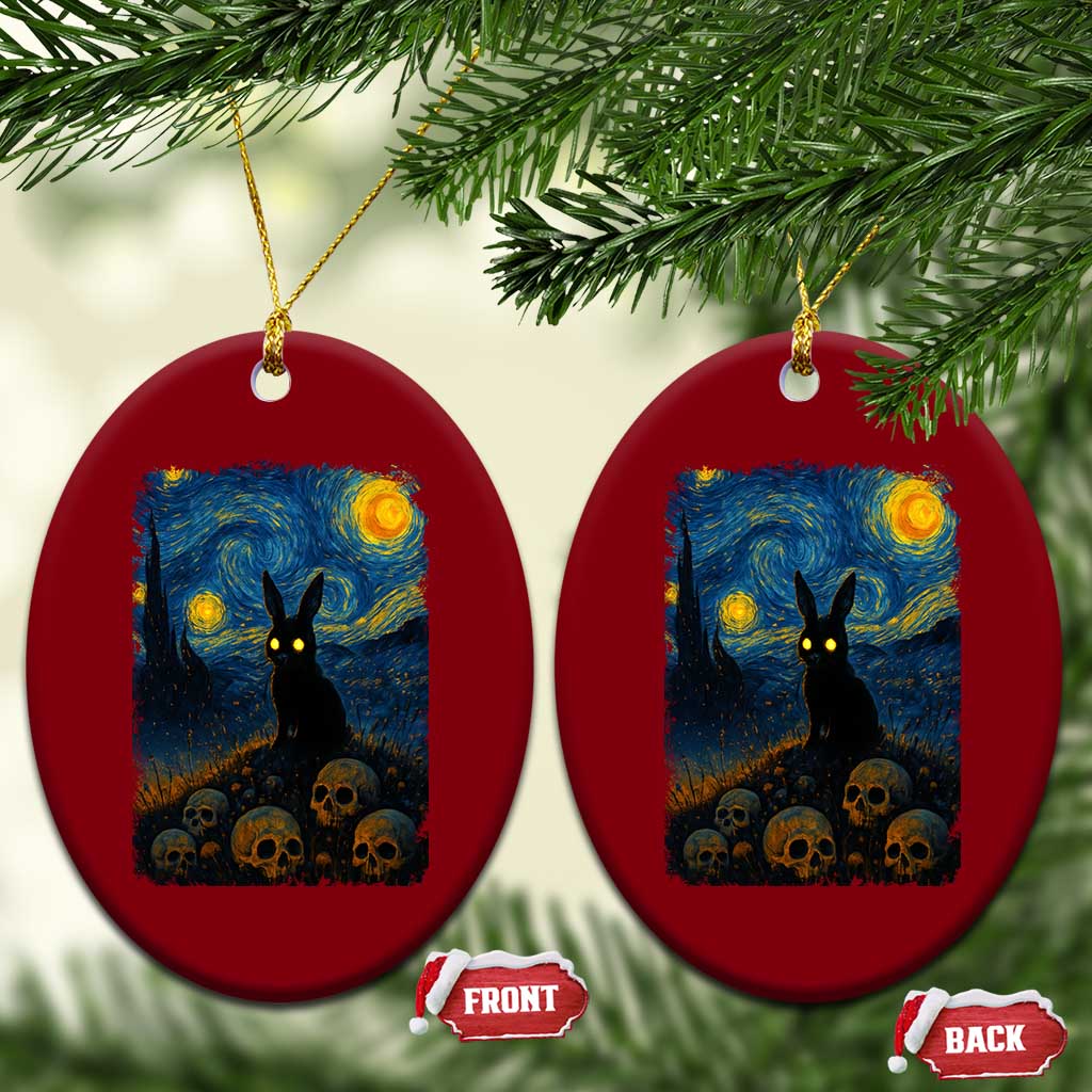 Creepy Cute Bunny Rabbits Ceramic Ornament Alt Goth Grunge Dark Horror Starry Night Van Gogh Aesthetic
