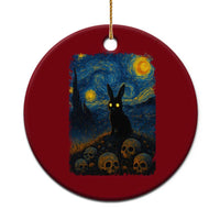 Creepy Cute Bunny Rabbits Ceramic Ornament Alt Goth Grunge Dark Horror Starry Night Van Gogh Aesthetic